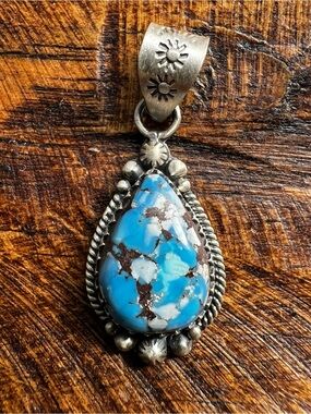 Sterling Silver Golden Hills Turquoise Teardrop Pendant